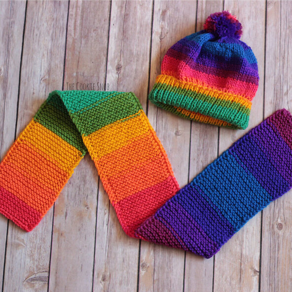 Hand Knitted Multicoloured Striped Scarf